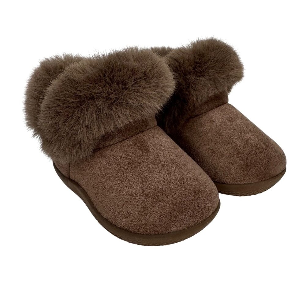 Hao Duo Lai Warm Brown‎ Faux Sued Boots Faux Fur Lined Baby Size 2